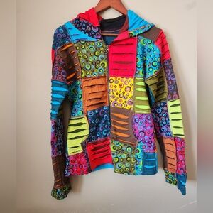 Colorful Patchwork Hoodie - Medium
